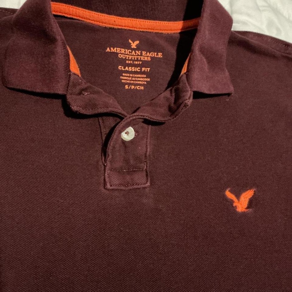 Maroon or Burgundy‎ American Eagle polo shirt #preppy #maroon #americaneagle - Picture 2 of 7